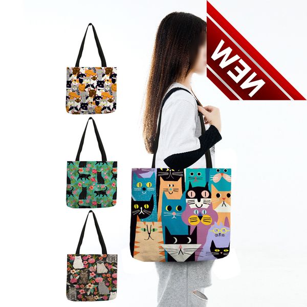 cute cartoon floral cat print women shopping linen fabric shoulder bag eco storage handbag reusable foldable grocery totes
cute cartoon floral cat print women shopping linen fabric shoulder bag eco storage handbag reusable foldable grocery totes