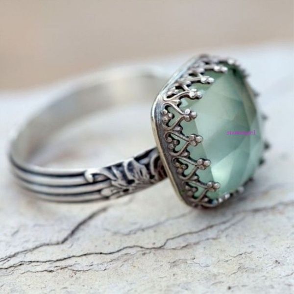 of new mint green moonstone princess square diamond europe and the united states ring 312, Silver
of new mint green moonstone princess square diamond europe and the united states ring 312, Silver