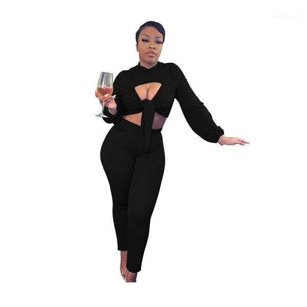 set casual crew neck designer bandage womens clothes soild color womens tracksuits fashion hollow out two piece, Gray
set casual crew neck designer bandage womens clothes soild color womens tracksuits fashion hollow out two piece, Gray