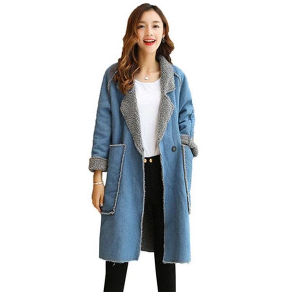 women's trench coats lapel lamb long coat women denim jacket autumn winter female korean loose cowboy windbreaker jeans spring f371, Tan;black
women's trench coats lapel lamb long coat women denim jacket autumn winter female korean loose cowboy windbreaker jeans spring f371, Tan;black