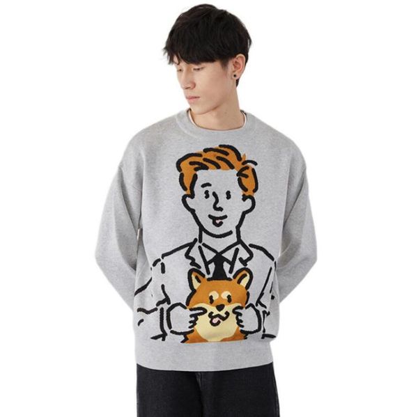 2020 autumn winter jacquard o collar sweater men fashion long sleeve cartoon character pattern loose knitted pullover w1421, White;black
2020 autumn winter jacquard o collar sweater men fashion long sleeve cartoon character pattern loose knitted pullover w1421, White;black
