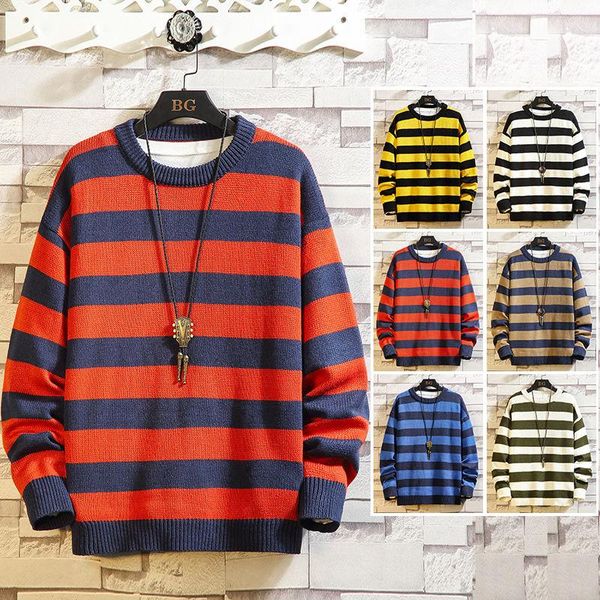 men's sweaters 6 color autumn winter contrast stripe sweater men pullover korean clothes mens clothing, White;black
men's sweaters 6 color autumn winter contrast stripe sweater men pullover korean clothes mens clothing, White;black