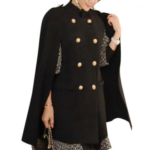 fashion double breasted cloak woolen coat women vintage court style wool blends overcoat1, Black
fashion double breasted cloak woolen coat women vintage court style wool blends overcoat1, Black