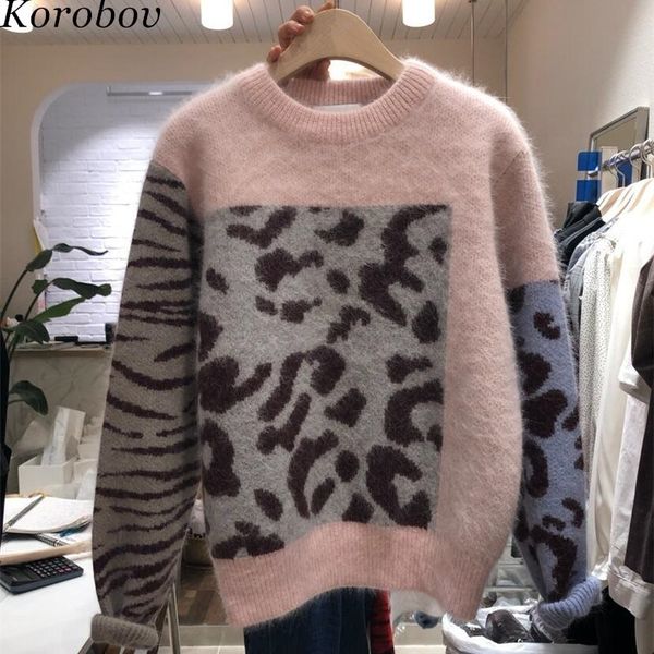 korobov harajuku women sweaters new sueter mujer patchwork mohair female sweater leopard print o-neck pullovers lj201112, White;black
korobov harajuku women sweaters new sueter mujer patchwork mohair female sweater leopard print o-neck pullovers lj201112, White;black