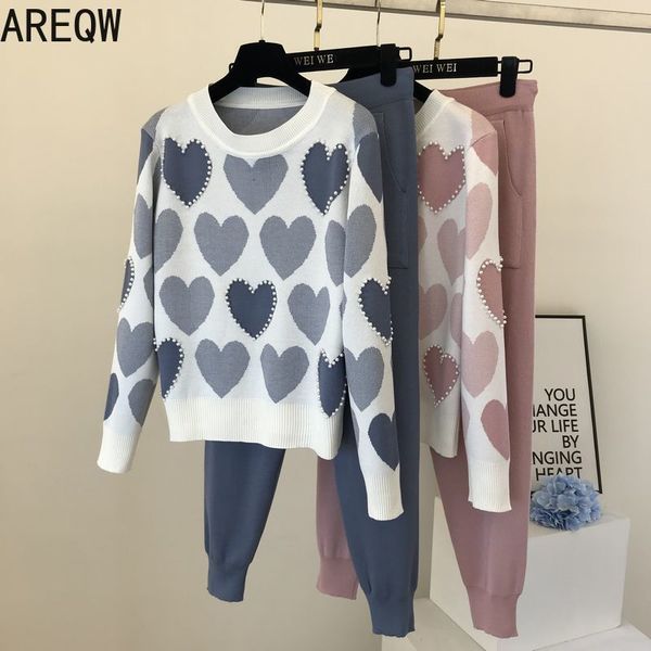 fall clothes for women autumn ins sweet long-sleeved knitted shirt + elastic pants suit women two piece sets 201119, White
fall clothes for women autumn ins sweet long-sleeved knitted shirt + elastic pants suit women two piece sets 201119, White