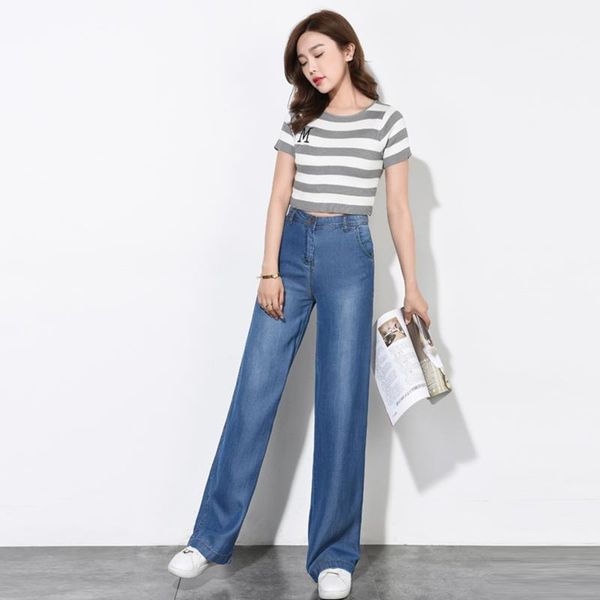 woman high waist tencel jeans female thin section spring summer slim was thin wide-leg pants casual large size straight pants, Blue
woman high waist tencel jeans female thin section spring summer slim was thin wide-leg pants casual large size straight pants, Blue