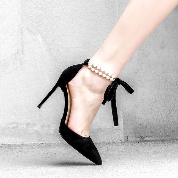 fashion casual designer black suede pearls of straps on ankle stiletto pumps party shoes sztu
fashion casual designer black suede pearls of straps on ankle stiletto pumps party shoes sztu