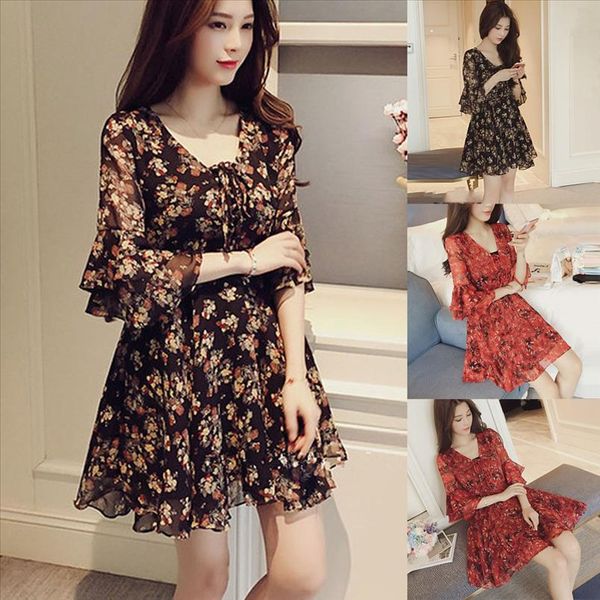 2021 summer women dresses fashion women v neck short sleeve flare sleeve dress flower print party dress female g35, Black;gray
2021 summer women dresses fashion women v neck short sleeve flare sleeve dress flower print party dress female g35, Black;gray