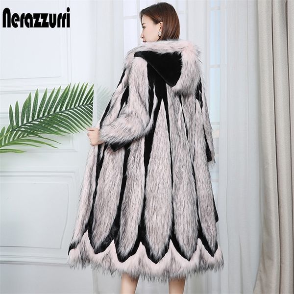 nerazzurri runway patchwork faux fur coat with hood pink long winter women fashion coats plus size color block outwear 7xl 201209, Black
nerazzurri runway patchwork faux fur coat with hood pink long winter women fashion coats plus size color block outwear 7xl 201209, Black