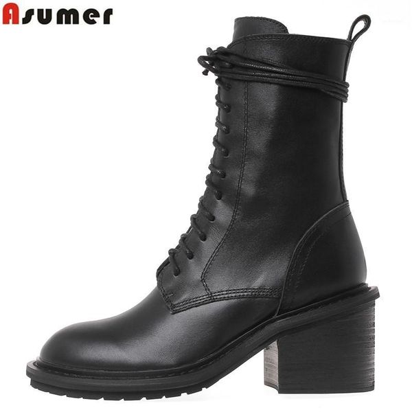 asumer 2020 new genuine leather boots women square high heels autumn winter boots black quality cow leather ankle female1
asumer 2020 new genuine leather boots women square high heels autumn winter boots black quality cow leather ankle female1