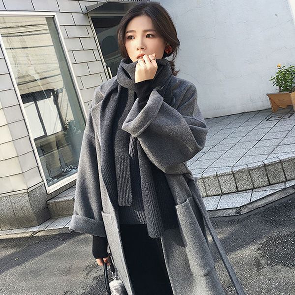 new autumn winter women woolen oversize cashmere trench outerwear female loose women's wool blend long coat with belt, Black
new autumn winter women woolen oversize cashmere trench outerwear female loose women's wool blend long coat with belt, Black