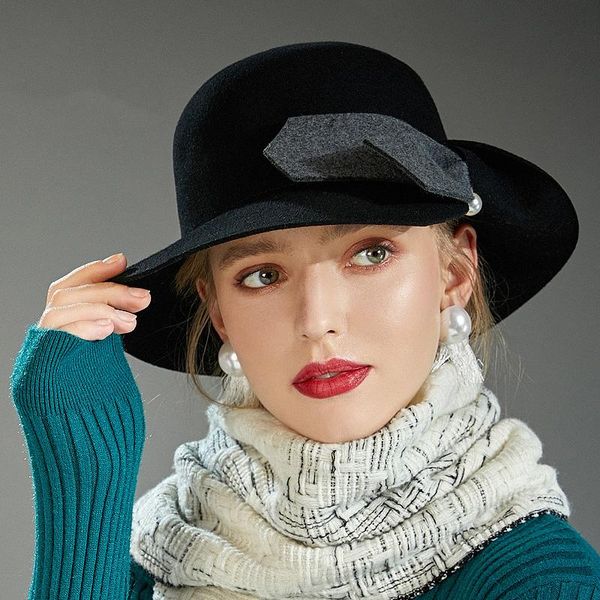 women's fedora can be worn casual or formal winter wool bucket hat 2020130, Blue;gray
women's fedora can be worn casual or formal winter wool bucket hat 2020130, Blue;gray