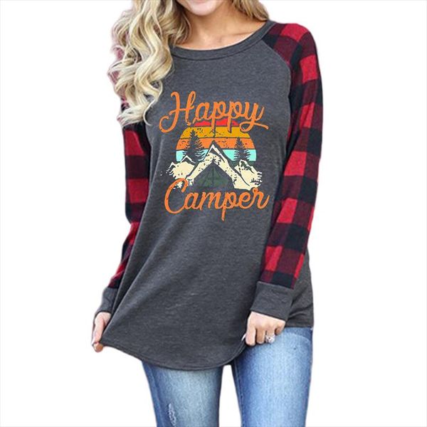 autumn new women t shirts christmas elk tree letter printed happy camper long sleeve o neck plaid patchork tee, White
autumn new women t shirts christmas elk tree letter printed happy camper long sleeve o neck plaid patchork tee, White