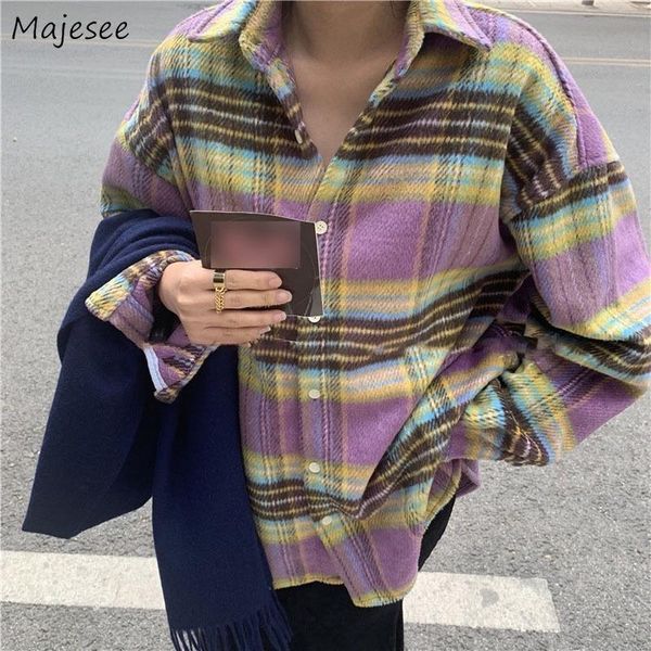 women's wool & blends womens plaid purple drop-shoulder turn down collar autumn oversize chic streetwear loose all-match fashion korean, Black
women's wool & blends womens plaid purple drop-shoulder turn down collar autumn oversize chic streetwear loose all-match fashion korean, Black