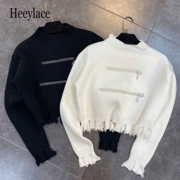 women's sweaters 2021 autumn winter women fashion long sleeve round neck tassel zipper decoration pullovers casual short sweater, White;black
women's sweaters 2021 autumn winter women fashion long sleeve round neck tassel zipper decoration pullovers casual short sweater, White;black