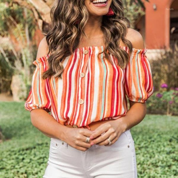 women blouses cold shoulder women's color striped printing button short sleeve blouse blusas camisas mujer z04181, White
women blouses cold shoulder women's color striped printing button short sleeve blouse blusas camisas mujer z04181, White
