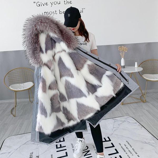 women's fur & faux manteau femme hiver ladies winter 2021 imitation coat detachable liner mid-length thickening, Black
women's fur & faux manteau femme hiver ladies winter 2021 imitation coat detachable liner mid-length thickening, Black