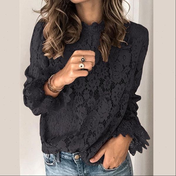 2021 new women lace hollow blouses ruffles elegant long sleeve o neck flower brown shirts lace patchwork cutout shirts top, White
2021 new women lace hollow blouses ruffles elegant long sleeve o neck flower brown shirts lace patchwork cutout shirts top, White