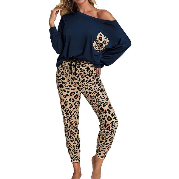 2020 new fall womens clothing home wear european and american fashion leopard print sports suit, Gray
2020 new fall womens clothing home wear european and american fashion leopard print sports suit, Gray