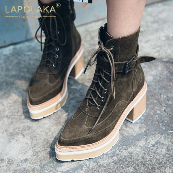 lapolaka 2020 new fashion big size 43 chunky heels platform ankle boots woman shoes lace-up genuine leather spring autumn boots, Black
lapolaka 2020 new fashion big size 43 chunky heels platform ankle boots woman shoes lace-up genuine leather spring autumn boots, Black