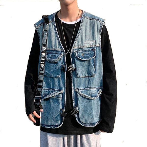 2021 denim vest men's sleeveless jacket cotton casual waistcoat hombre jean coat slim fit male baggy pockets work vests cowboy, Black;white
2021 denim vest men's sleeveless jacket cotton casual waistcoat hombre jean coat slim fit male baggy pockets work vests cowboy, Black;white