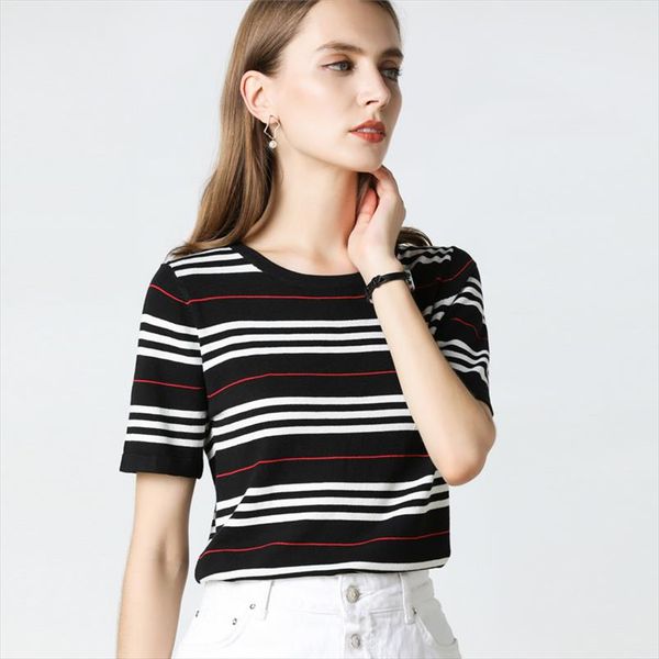 tshirt women summer fall knitted striped short sleeves o neck eenagers stylish fashionable t shirts pullover drop shipping, White
tshirt women summer fall knitted striped short sleeves o neck eenagers stylish fashionable t shirts pullover drop shipping, White