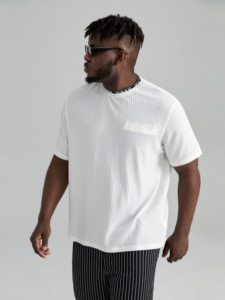 extended sizes men letter tape t-shirt d3x9#, White;black
extended sizes men letter tape t-shirt d3x9#, White;black