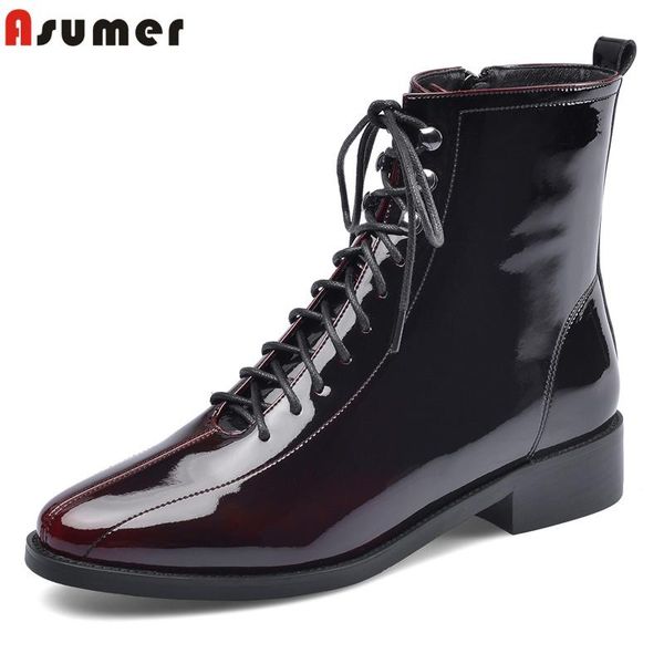 boots asumer 2021 full nature genuine leather women dress shoes lace up gradient color spring autumn ankle for, Black
boots asumer 2021 full nature genuine leather women dress shoes lace up gradient color spring autumn ankle for, Black