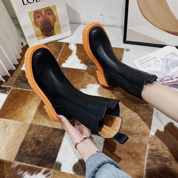 2021 new winter leather women's round the plat heel mid calf boots woman's short fashion slip-on boot jyzq, Black
2021 new winter leather women's round the plat heel mid calf boots woman's short fashion slip-on boot jyzq, Black