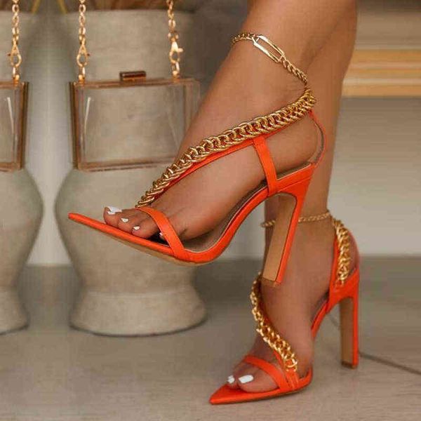sandals new brand fashion summer party dress shoes designer women metal chain pointed toe square high heels 220303, Black
sandals new brand fashion summer party dress shoes designer women metal chain pointed toe square high heels 220303, Black