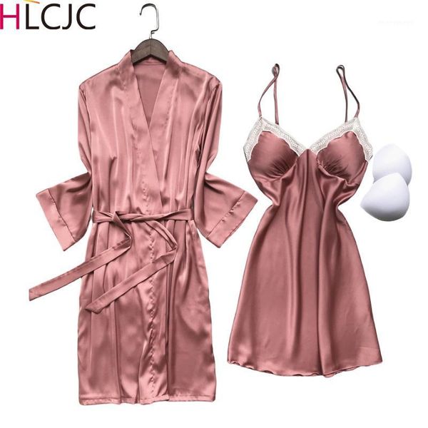 women's sleepwear women lace nightgown sets 2 pieces nightdress bathrobe with chest pad female satin kimono bath gown robes suit1, Black;red
women's sleepwear women lace nightgown sets 2 pieces nightdress bathrobe with chest pad female satin kimono bath gown robes suit1, Black;red