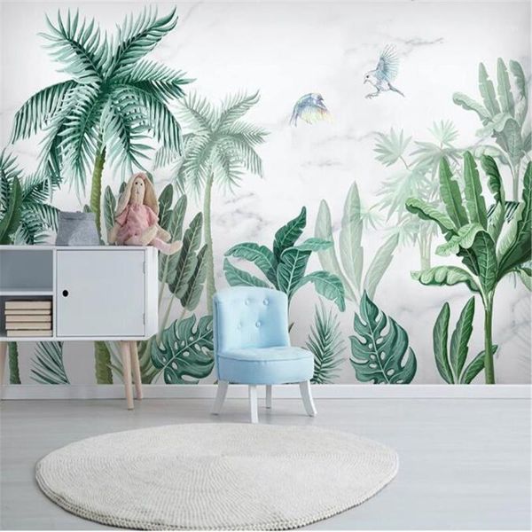 milofi medieval hand painted tropical rain forest plant landscape background wall1