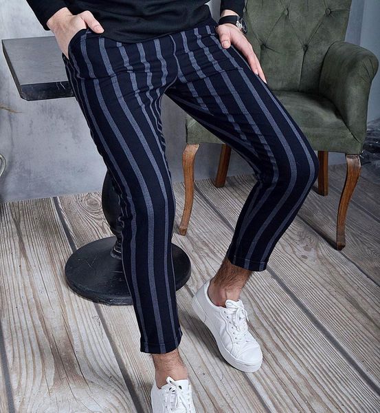 men casual striped trousers elastic drawstring high elasticity with pockets slim fit long pencil pants summer clothes, Black
men casual striped trousers elastic drawstring high elasticity with pockets slim fit long pencil pants summer clothes, Black