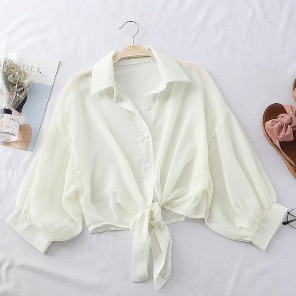 chiffon shirts women 2020 summer half sleeve buttoned up shirt loose casual blouse tied waist elegant blouses for women, White
chiffon shirts women 2020 summer half sleeve buttoned up shirt loose casual blouse tied waist elegant blouses for women, White
