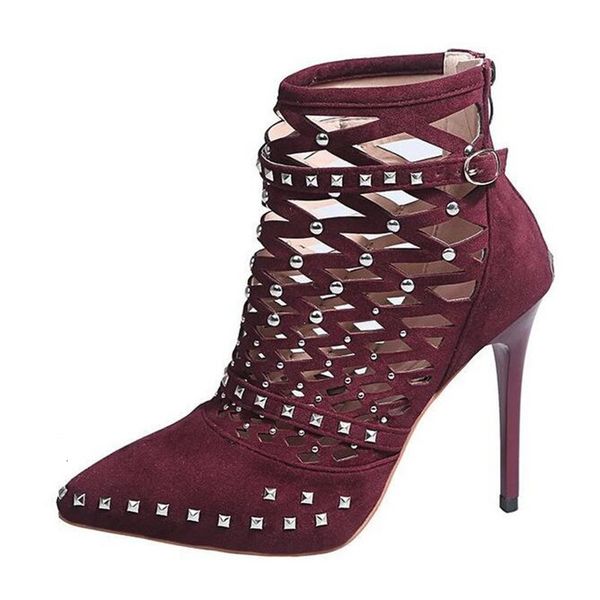 2021 new hollow rivet suede summer sandals pointed quality fashion high heels of women casual feminine shoes 1j4l, Black
2021 new hollow rivet suede summer sandals pointed quality fashion high heels of women casual feminine shoes 1j4l, Black