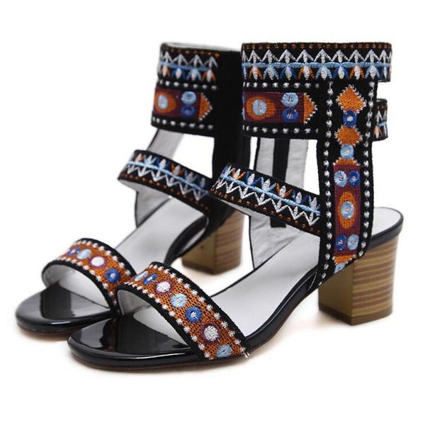 ethnic gladiator sandals women thick high heels summer roman pumps vintage bohemia embroidery ladies shoes talon femme feminino, Black
ethnic gladiator sandals women thick high heels summer roman pumps vintage bohemia embroidery ladies shoes talon femme feminino, Black