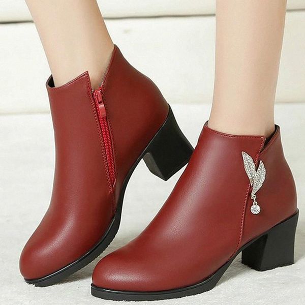 Crystal Zipper ankle Boots Women PU Leather Add Wool Warm Chunky Square Heels Boots wild vintage Thick Heel Shoes #m51l, Black
Crystal Zipper ankle Boots Women PU Leather Add Wool Warm Chunky Square Heels Boots wild vintage Thick Heel Shoes #m51l, Black
