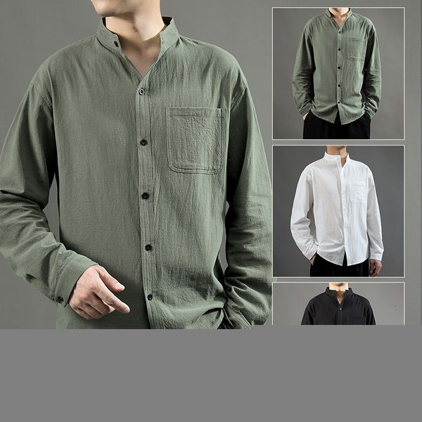 2020 new men's fashion solid color simple casual versatile long sleeve stand collar shirt, White;black
2020 new men's fashion solid color simple casual versatile long sleeve stand collar shirt, White;black