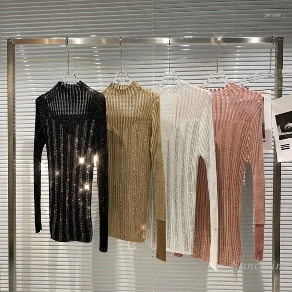 new vertical rhinestone sweater woman bright silk drill elegant half turtleneck pullover knit shirt lady's slim skinny, White;black
new vertical rhinestone sweater woman bright silk drill elegant half turtleneck pullover knit shirt lady's slim skinny, White;black