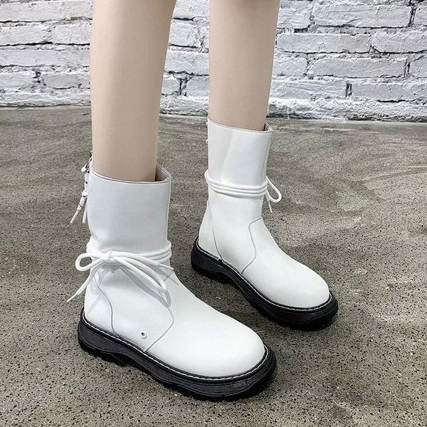 lucyever retro british style motorcycle boots women fashion lace up flat heel mid calf boots woman black white slip on booties #n72w
lucyever retro british style motorcycle boots women fashion lace up flat heel mid calf boots woman black white slip on booties #n72w