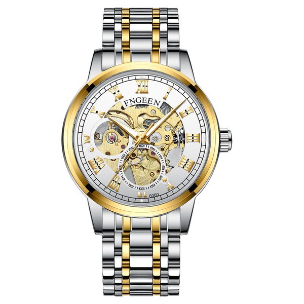 european and american fashion high-end fenzun fngeen watch mens automatic hollow mechanical watch 2020 new steel belt genuine waterproof men, Slivery;brown
european and american fashion high-end fenzun fngeen watch mens automatic hollow mechanical watch 2020 new steel belt genuine waterproof men, Slivery;brown