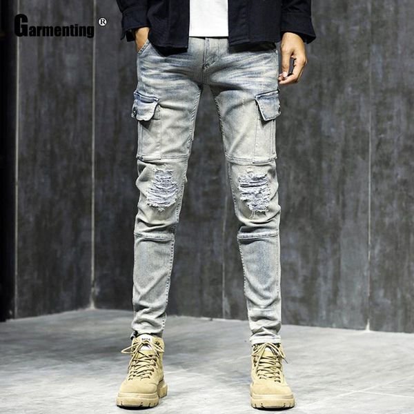 garmenting 2021 skinny jeans men hole ripped grid pocket denim pants slimming bottom trousers hip-hop casual men jeans pants, Blue
garmenting 2021 skinny jeans men hole ripped grid pocket denim pants slimming bottom trousers hip-hop casual men jeans pants, Blue