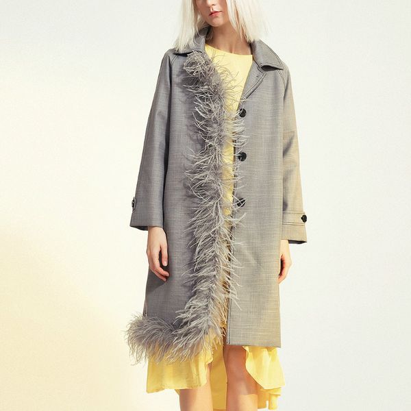 high-end longo reach from lady's office feather of the avestruz designer autumn winter female chess outerwear loose t0p6, Tan;black
high-end longo reach from lady's office feather of the avestruz designer autumn winter female chess outerwear loose t0p6, Tan;black