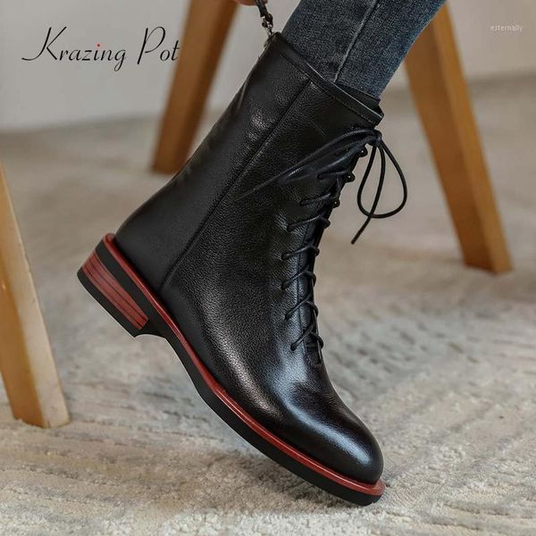 boots krazing pot 2021 winter shoes women natural leather cross-tied thick low heel round toe zipper keep cozy warm ankle l061, Black
boots krazing pot 2021 winter shoes women natural leather cross-tied thick low heel round toe zipper keep cozy warm ankle l061, Black