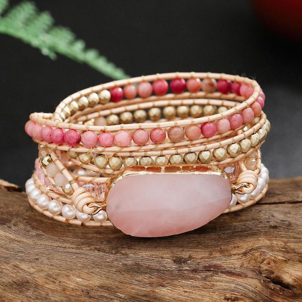 tennis real leather handwoven natural pink stone crystal bead wrap bracelet women love gemstone boho style strand bracelets, Golden;silver
tennis real leather handwoven natural pink stone crystal bead wrap bracelet women love gemstone boho style strand bracelets, Golden;silver