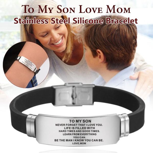 charm bracelets to my son love mom dad lettering bracelet stainless steel silicone bangle chain birthday gifts fashion adjustable jewelry, Golden;silver
charm bracelets to my son love mom dad lettering bracelet stainless steel silicone bangle chain birthday gifts fashion adjustable jewelry, Golden;silver