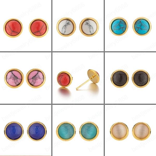 simple trendy round beads natural stone stud earrings multicolor color cute turquoise stone ear jewelry for women earring gift, Golden;silver
simple trendy round beads natural stone stud earrings multicolor color cute turquoise stone ear jewelry for women earring gift, Golden;silver