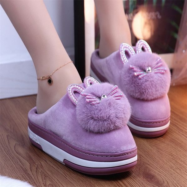 women slippers house winter shoes fur cute cat thick bottomn warm plush indoor footwear home bedroom ladies footwear fashion 201215, Black
women slippers house winter shoes fur cute cat thick bottomn warm plush indoor footwear home bedroom ladies footwear fashion 201215, Black