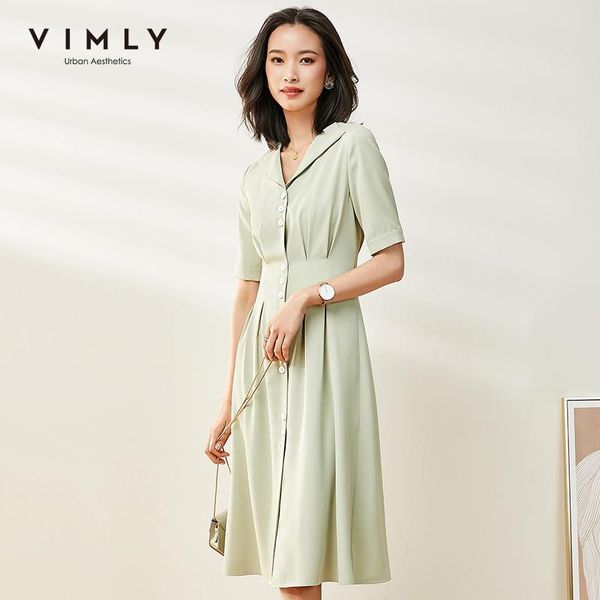 vimly 2021 summer women vintage vneck dresses office lady solid high waist botton lapel elegant female knee-length dress f0728, Black;gray
vimly 2021 summer women vintage vneck dresses office lady solid high waist botton lapel elegant female knee-length dress f0728, Black;gray