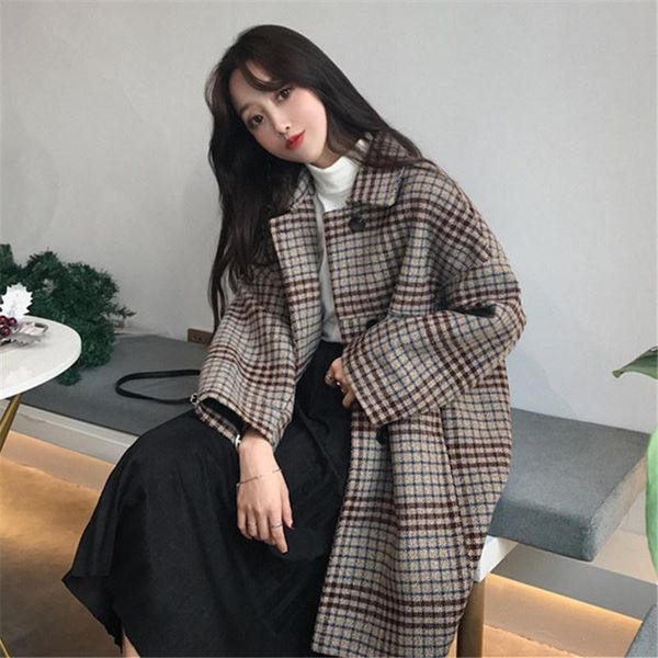 women's wool & blends female winter cloak woolen coat style japanese student plaid thick mid-length jacket women s-2xl, Black
women's wool & blends female winter cloak woolen coat style japanese student plaid thick mid-length jacket women s-2xl, Black